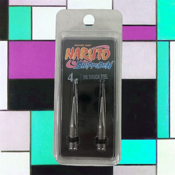 Naruto Shippuden Shonen Jump NEW 4g 316L Surgical Steel Spike Plugs Gauge - Picture 1 of 5